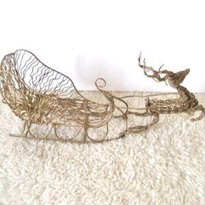 Vintage Metal Reindeer Sleigh Decoration